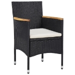 Set Mobili da Pranzo per Giardino 3 pz Nero Polyrattan e Acacia