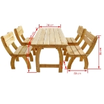 Set da Pranzo da Giardino 5 pz in Legno di Pino Impregnato