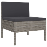 Set Divani da Giardino 8 pz con Cuscini in Polyrattan Grigio