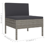 Set Divani da Giardino 9 pz con Cuscini in Polyrattan Grigio