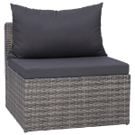 Set Divani da Giardino 9 pz con Cuscini in Polyrattan Grigio