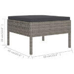 Set Divani da Giardino 8 pz con Cuscini in Polyrattan Grigio