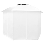 Gazebo da Giardino con Tende 360x312x265 cm Bianco 180 g/m²