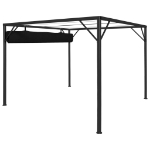 Gazebo da Giardino con Tetto a Scomparsa 3x3 m Antracite