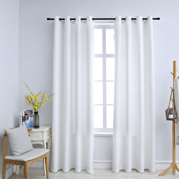 Tende Oscuranti con Anelli in Metallo 2 pz Avorio 140x175cm