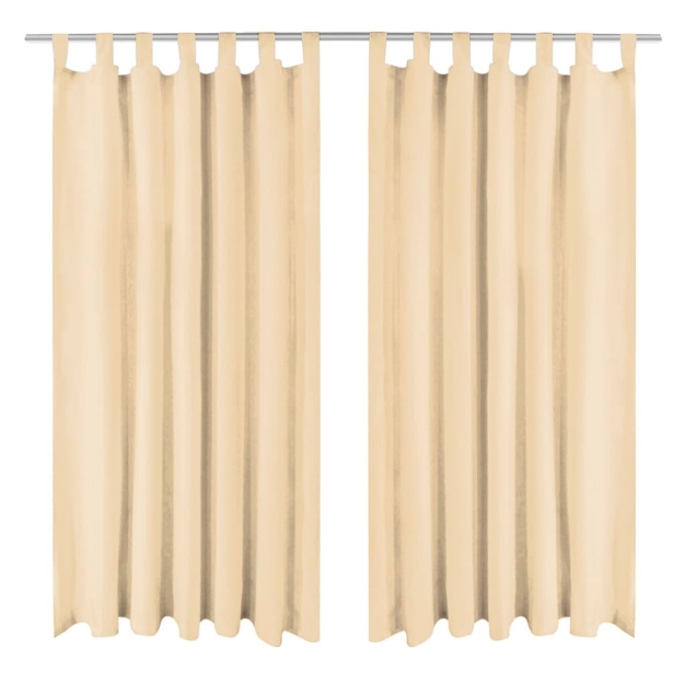 2 Pz Tende in Micro Raso con Passanti 140x225 cm Beige