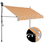 Tenda da Sole Retrattile Manuale con LED 300 cm Giallo e Blu