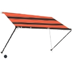 Tenda da Sole Retrattile con LED 250x150 cm Arancione e Marrone