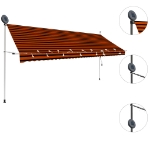 Tenda da Sole Retrattile Manuale LED 400 cm Arancione e Marrone