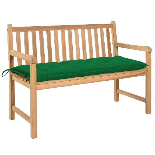 Panca da Giardino con Cuscino Verde 120 cm Massello di Teak