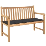 Panca da Giardino con Cuscino Antracite 120 cm Massello di Teak