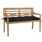 Panca Batavia con Cuscino Nero 120 cm in Massello di Teak