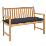 Panca da Giardino con Cuscino Antracite 120 cm Massello di Teak