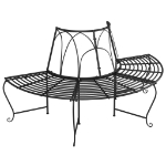 Panchine per Albero Semicircolari 2 pz Ø159 cm Nere in Acciaio