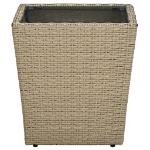 Tavolino Beige 41,5x41,5x44 cm in Polyrattan e Vetro Temperato