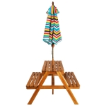 Tavolo Picnic per Bambini con Ombrellone 79x90x60cm in Acacia