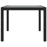 Tavolo Giardino Nero 190x90x75 cm Vetro Temperato e Polyrattan