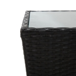 Tavolino Nero 41,5x41,5x43 cm in Polyrattan e Vetro Temperato