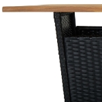 Tavolino da Tè Nero 80x80x110 cm Polyrattan e Massello Acacia