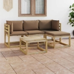 Set Divani da Giardino 5 pz con Cuscini Grigio Talpa