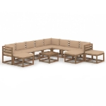 Set Divani da Giardino 12 pz con Cuscini Beige