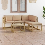 Set Divani da Giardino 6 pz con Cuscini Beige