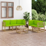 Set Divani da Giardino 6 pz con Cuscini Verde Brillante