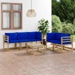 Set Divani da Giardino 6 pz con Cuscini Blu