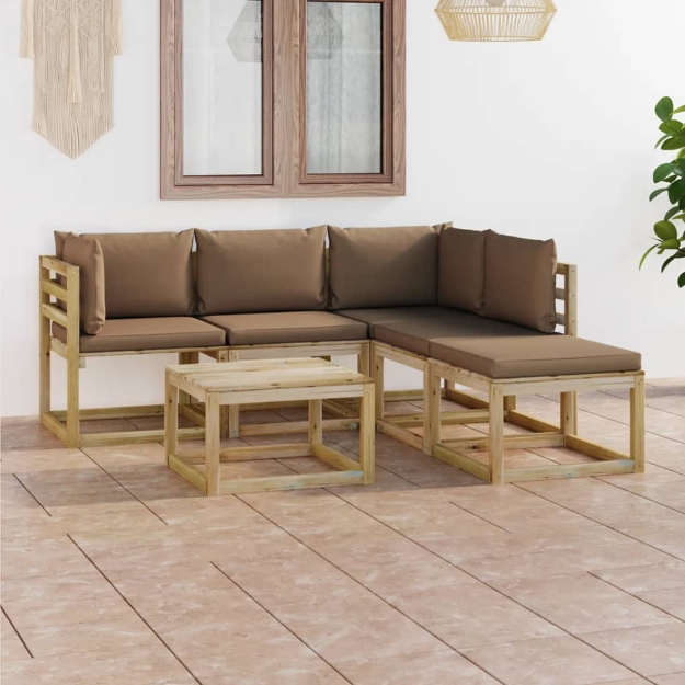 Set Divani da Giardino 6 pz con Cuscini Grigio Talpa