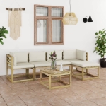 Set Divani da Giardino 6pz con Cuscini Legno di Pino Impregnato