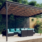 Set Divani da Giardino 9 pz con Cuscini in Polyrattan Nero