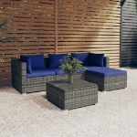 Set Divani da Giardino 6 pz con Cuscini in Polyrattan Grigio