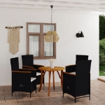 Set Mobili da Pranzo per Giardino 5 pz Nero