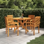 Set da Pranzo per Giardino 5 pz in Legno Massello di Teak