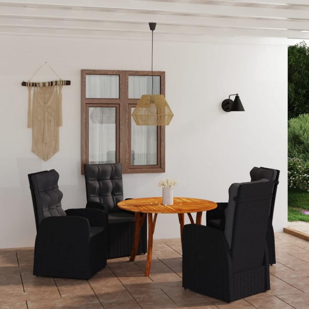 Set Mobili da Pranzo per Giardino 5 pz Nero