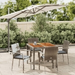 Set da Pranzo da Giardino 5 pz con Cuscini in Polyrattan Grigio