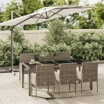 Set da Pranzo da Giardino 7 pz con Cuscini in Polyrattan Grigio