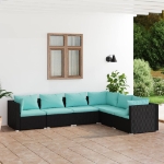 Set Divani da Giardino 6 pz con Cuscini in Polyrattan Nero