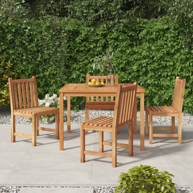 Set da Pranzo per Giardino 5 pz in Legno Massello di Teak