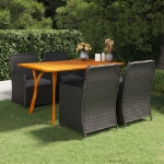 Set Mobili da Pranzo per Giardino 5 pz Nero