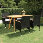 Set Mobili da Pranzo per Giardino 5 pz Nero