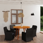 Set Mobili da Pranzo per Giardino 5 pz Nero