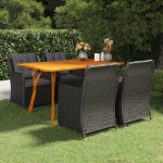 Set Mobili da Pranzo per Giardino 5 pz Nero