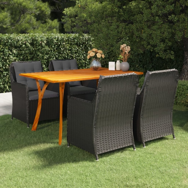 Set Mobili da Pranzo per Giardino 5 pz Nero