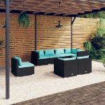 Set Divani da Giardino 8 pz con Cuscini in Polyrattan Nero