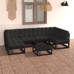 Set Divani da Giardino 7 pz con Cuscini Legno Massello di Pino