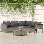 Set Divani da Giardino 6 pz con Cuscini in Polyrattan Grigio