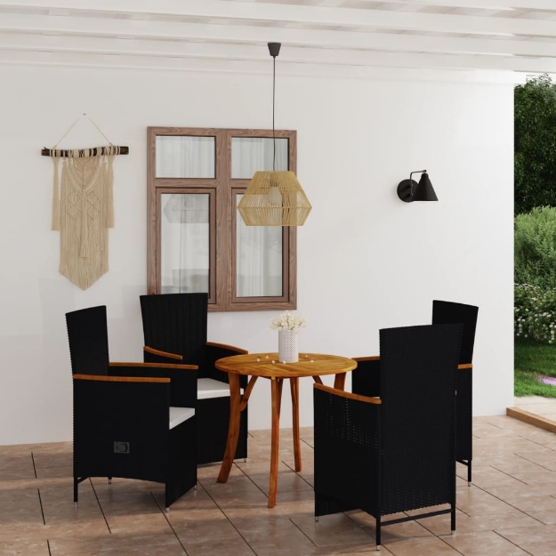 Set Mobili da Pranzo per Giardino 5 pz Nero