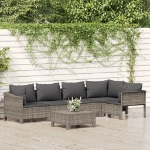 Set Divani da Giardino 6 pz con Cuscini in Polyrattan Grigio