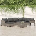 Set Divani da Giardino 8 pz con Cuscini in Polyrattan Grigio